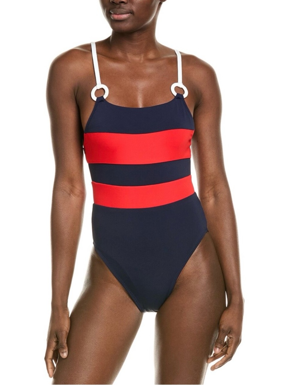 Robin Piccone Navy Swimsuit with White Drawstrings